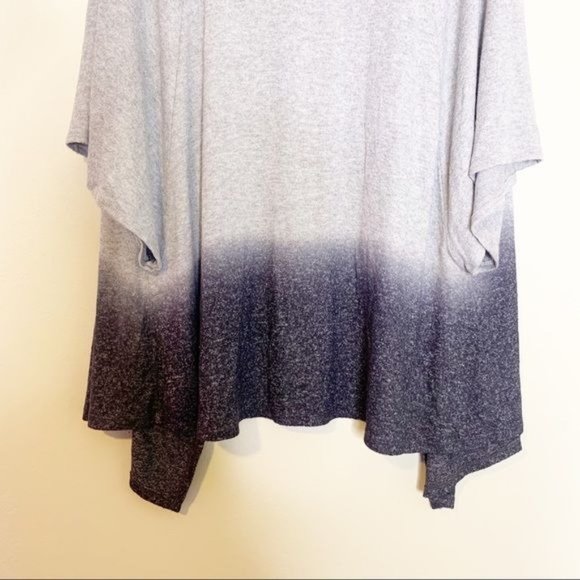NEW Status by Chenault Charcoal Grey Dip Dye Ombre Open Front Cardigan Medium - Picture 8 of 10